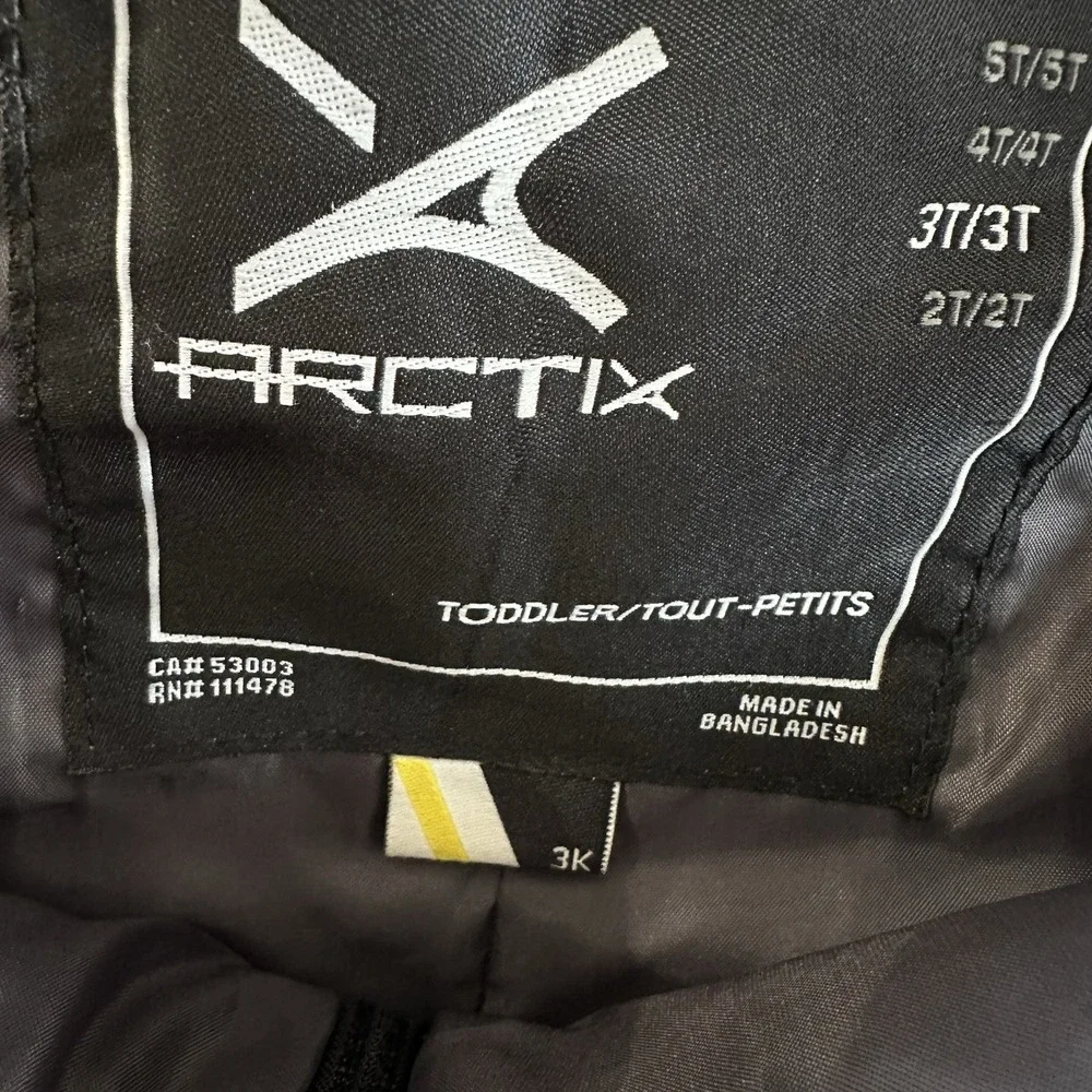 Arctix Snow Pants Kids Toddler 3T Black Overalls Adjustable Insulated Waterproof